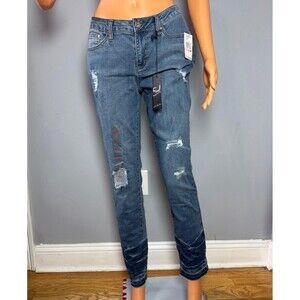 Earl Jean Skinny Jeans Womens Size 6 Blue Distressed Stretch Denim NWT.